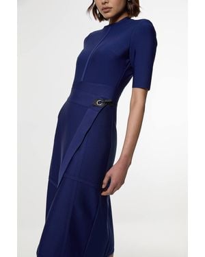 Karen Millen Figure Form Bandage Asymmetric Knit Midi Dress - Blue