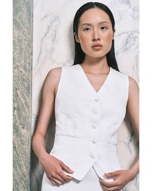 Karen Millen Satin Viscose Tailored Waistcoat - White