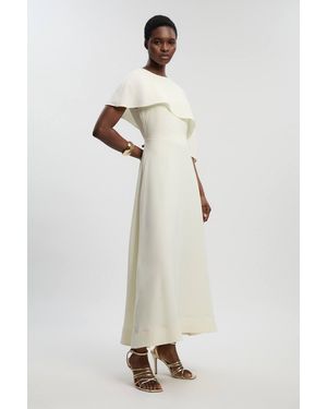 Karen Millen Soft Tailored Cape Detail Tailored Midi Dress - White