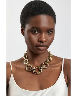 Karen Millen Crystal Chain Statement Necklace - Brown