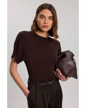 Karen Millen Wool Blend Jersey T Shirt - Brown