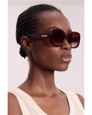 Karen Millen Rounded Snake Effect Sunglasses - Brown