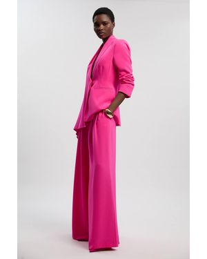 Karen Millen Petite Soft Tailored Wide Leg Trouser - Pink