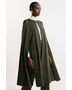 Karen Millen Tall Viscose Blend Military Knit Longline Cape - Green