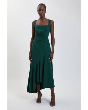 Karen Millen Compact Stretch Strappy Asymmetric Hem Maxi Dress - Green