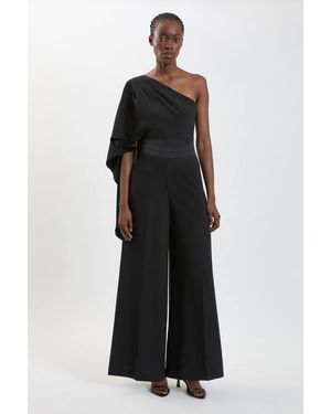Karen Millen Satin Back Crepe Tailored Jumpsuit - Black