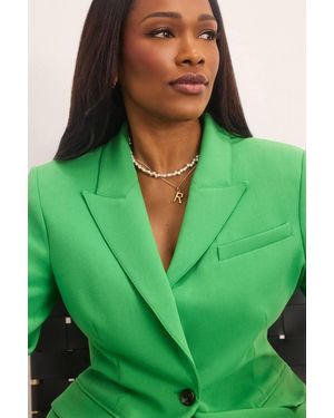 Karen Millen Compact Stretch Single Breasted Tailored Blazer - Green