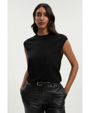 Karen Millen Viscose Blend Knit Top - Black