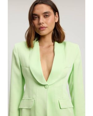 Karen Millen Petite Structured Satin Tailored Blazer - Green