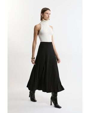 Karen Millen High Waisted Textured Knit Full Maxi Skirt - White