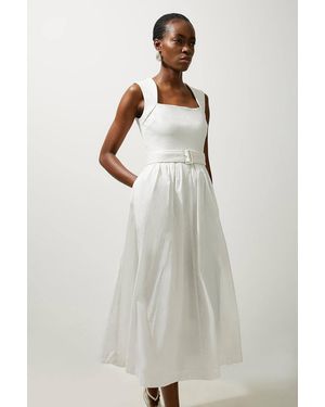 Karen Millen Scoop Neck Jersey Cotton Mix Maxi Dress - Grey