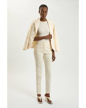 Karen Millen Binding Tab Detail Tailored Trousers - Natural