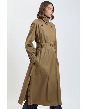 Karen Millen Funnel Neck Trench Coat - Natural