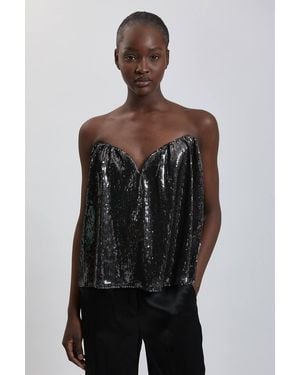Karen Millen Sequin Bodice Detail Bodysuit - Black
