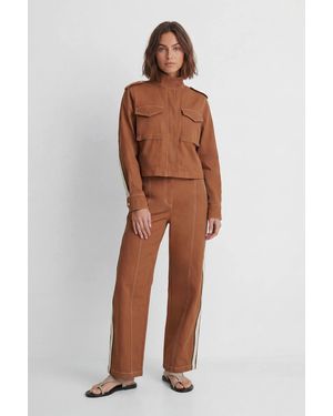 Karen Millen Tailored Military Cotton Striped Jacket - Brown