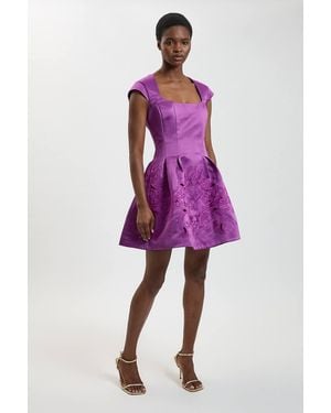 Karen Millen Tailored Satin Cutwork Mini Dress - Pink