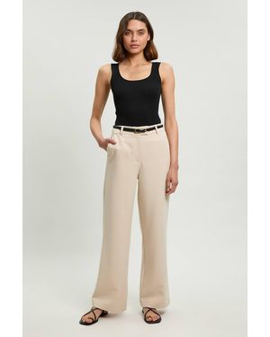 Karen Millen Tailored Wide Leg Trouser - Natural