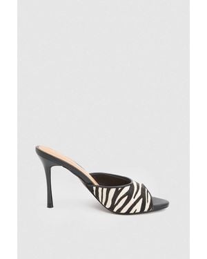 Karen Millen Leather Pony Skin Print Peep Toe Mule - White