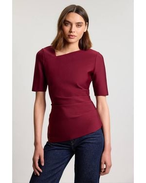 Karen Millen Bandage Asymmetric Long Sleeve Top - Red
