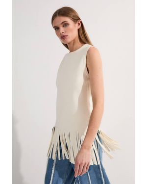 Karen Millen Tassel Knitted Top - White