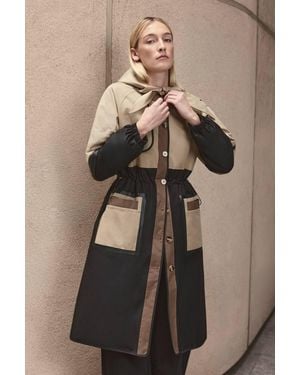 Karen Millen Colourblock Padded Scarf Hood Coat - Natural