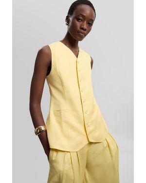 Karen Millen Viscose Linen Woven Longline Waistcoat - Metallic