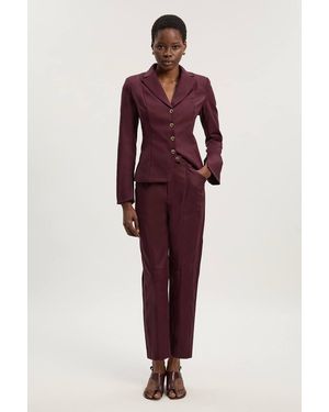 Karen Millen Techno Barrel Leg Woven Trousers - Red