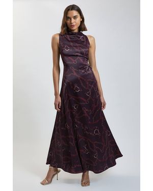 Karen Millen Petite Viscose Satin Chain Print Sleeveless Maxi Dress - Multicolour