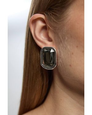 Karen Millen Crystal Look Oval Stud Earrings - Brown