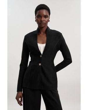 Karen Millen Figure Form Bandage Knit Jacket - Black