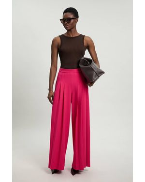 Karen Millen Tailored Structured Crepe Pleated Wide Leg Trousers