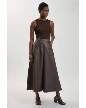 Karen Millen Metallic Denim Coated Aline Skirt - Brown