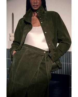 Karen Millen Suede High Collar Pocket Jacket - Green