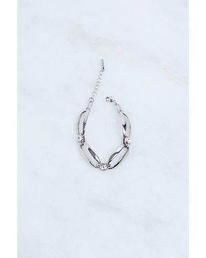 Karen Millen Hand Set European Crystal Ellipse Chain Bracelet - Blue