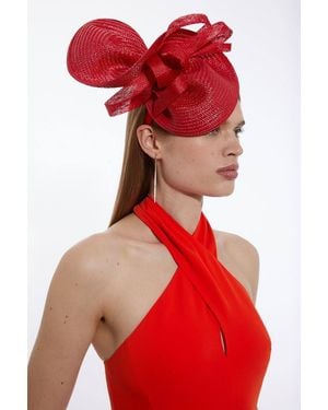 Karen Millen Asymmetric Bow Headband Fascinator - Red