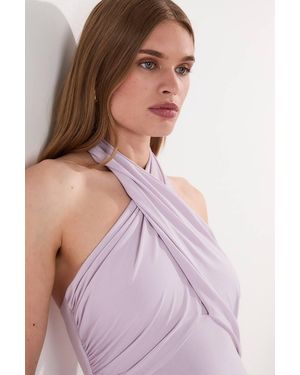 Karen Millen Drapey Crepe Jersey Maxi Dress - Purple