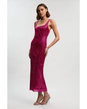 Karen Millen Premium Crystal Embellished Midi Dress - Red