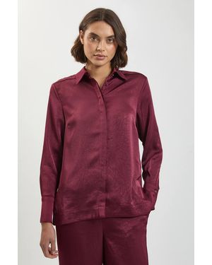 Karen Millen Petite Hammered Satin Relaxed Woven Shirt