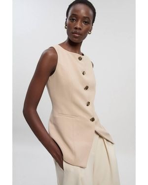 Karen Millen Compact Essential Button Detail Waistcoat - Natural