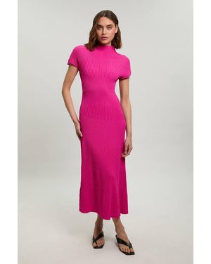 Karen Millen Stitch Detail Knit Midi Dress - Pink
