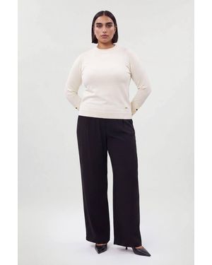 Karen Millen Plus Size Forever Viscose Blend Knitted High Neck Jumper - White