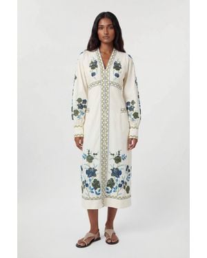 Karen Millen Embroidered Cotton Twill Woven Maxi Dress - White