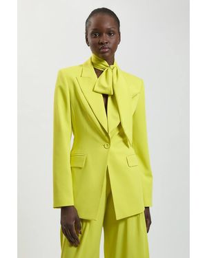 Karen Millen Compact Viscose Tie Neck Tailored Blazer - Yellow