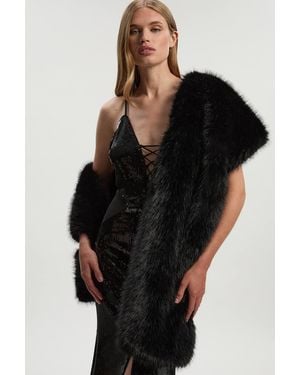 Karen Millen Faux Fur Scarf - Black