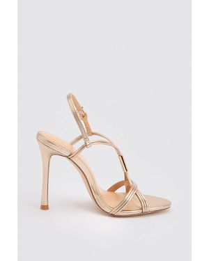 Karen Millen Leather Strappy Heeled Sandal - Pink