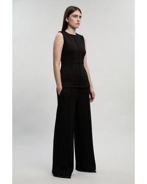 Karen Millen Ponte Wide Leg Trouser - Black