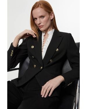 Karen Millen Forever Petite Tailored Button Military Blazer - Black