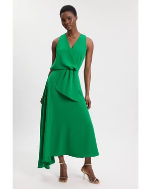 Karen Millen Soft Tailored Colour Block Detail Midi Dress - Green