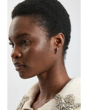 Karen Millen Crystal Hoop Earrings - Black