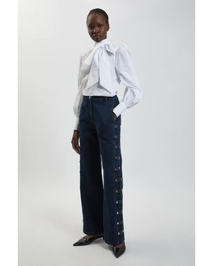 Karen Millen Denim Military Panelled Jeans - Blue